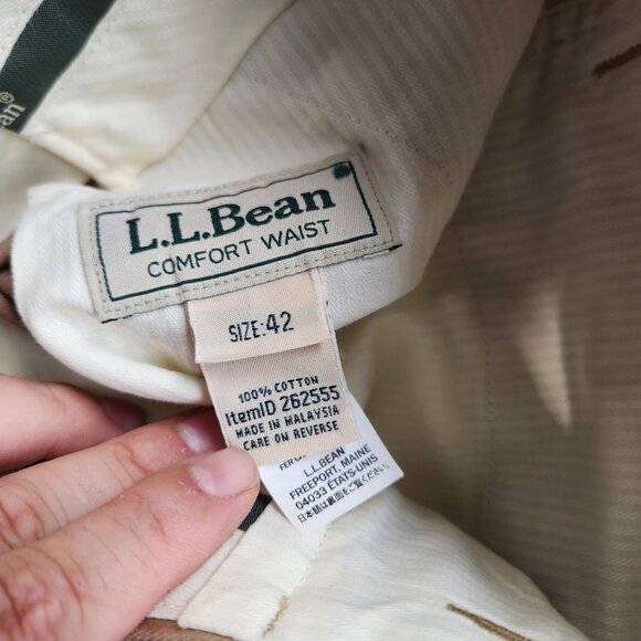 Mens LL Bean Dress Chino size 42 (42x30) Tan Flat Front Pants - Picture 4 of 14